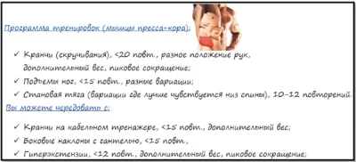 программа тренировок мышц пресса, №1 Программа тренировок на пресс