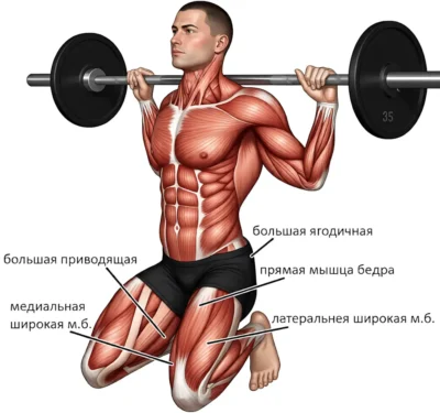 Prisedaniya-na-kolenyah-so-shtangoy-myishtsyi prisedaniya-na-kolenyah-so-shtangoy-myishtsyi